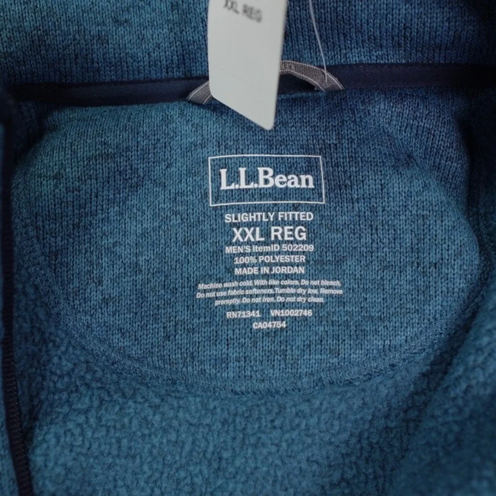 LL Bean Mens‎ Sweater Fleece Vest XXL Blue Dusk Slightly Fitted Full Zip Logo